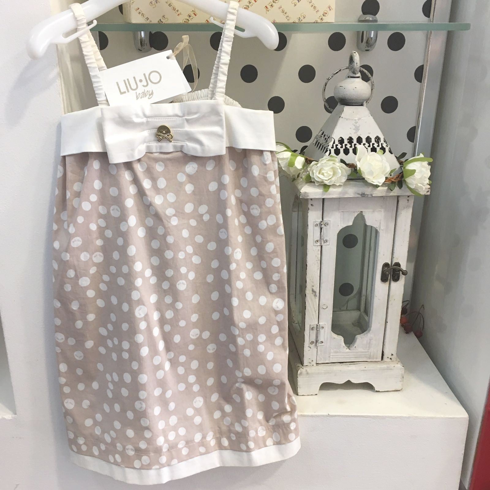 Abito con Bretelle a Pois Bambina Beige Liu Jo K13096 - LIU JO - LuxuryKids