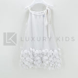 Abito con Bretelle con Fiori Bambina Bianco Take Two A00258 - TAKE TWO - LuxuryKids