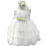 Abito Elegante a Bambolina Bianco con Balze di Tulle Neonata La Sartoria dei Piccoli L424 - LA SARTORIA DEI PICCOLI - LuxuryKids