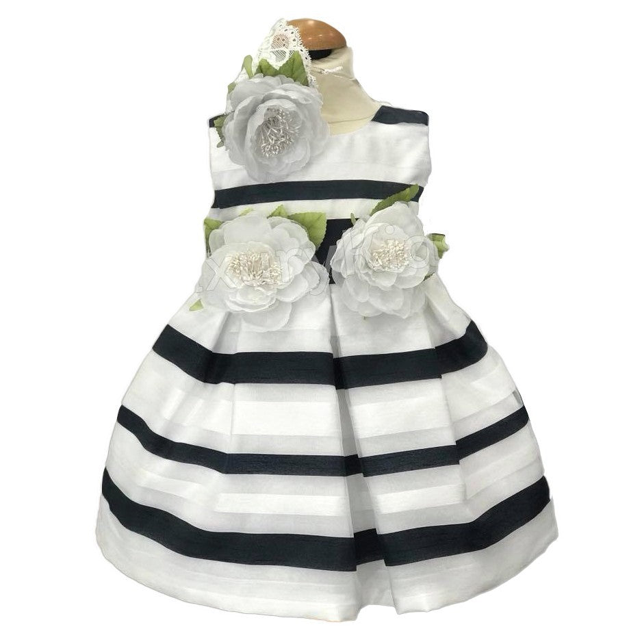 Abito Elegante a Bambolina Bianco-Blu Neonata La sartoria dei piccoli L441 - LA SARTORIA DEI PICCOLI - LuxuryKids