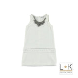 Abito Elegante a Pois Bambina Bianco Sarabanda N425 - SARABANDA - LuxuryKids