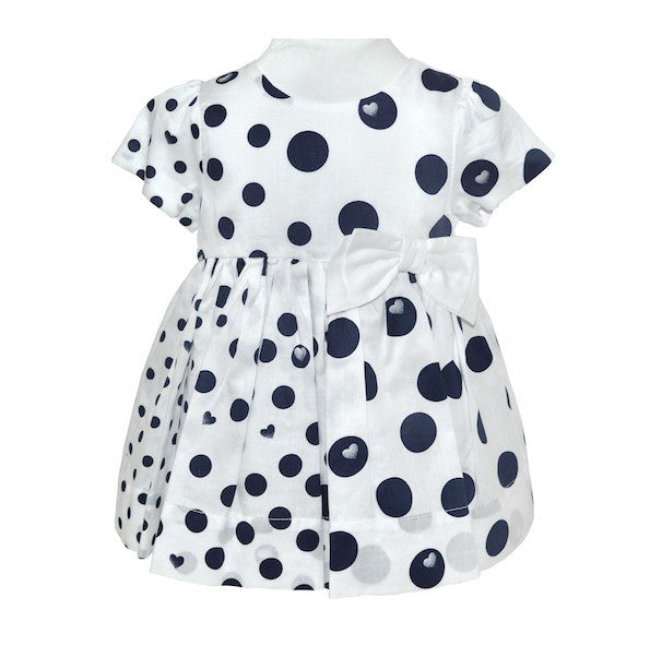 Abito Elegante a Pois Neonata Bianco-Blu Minibanda Q752 - MINIBANDA - LuxuryKids