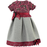 Abito Elegante Bambina Bordeaux-Grigio Piccola Speranza PS16039 - PICCOLA SPERANZA - LuxuryKids