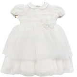 Abito Elegante Bianco con Fiore Rimovibile Neonata Ninnaoh I1838 - NINNAOH - LuxuryKids