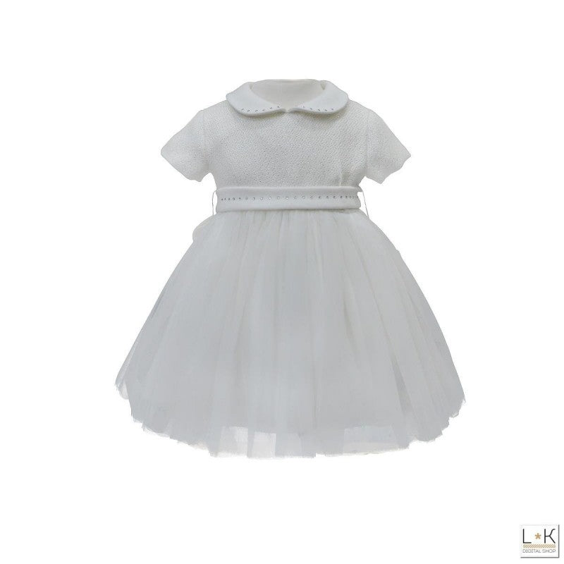 Abito Elegante Bianco-Argento Neonata Bufi 10367A - BUFI - LuxuryKids
