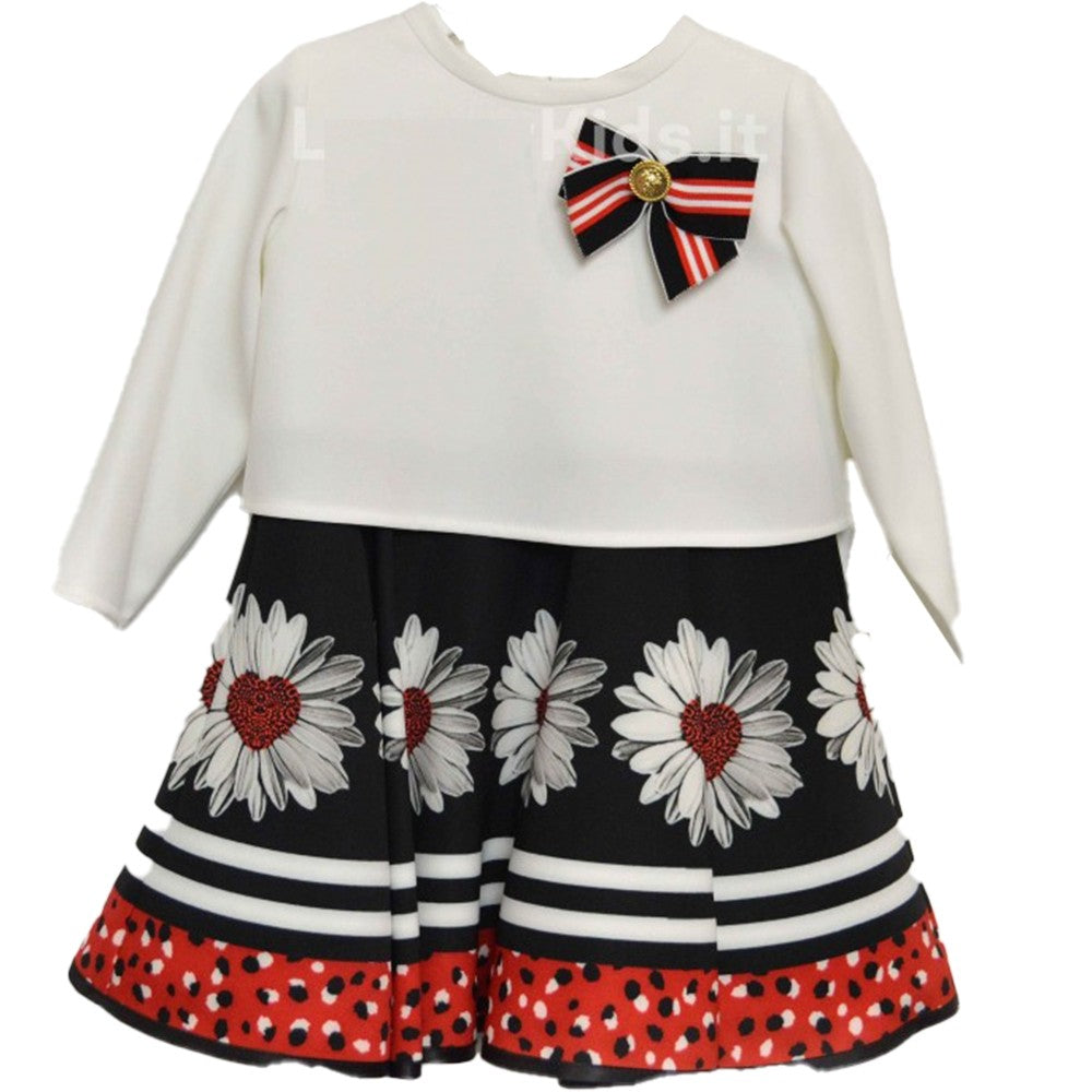 Abito Elegante cerimonia Bambina nero-bianco LOREDANA 7106A - LOLO' - LuxuryKids