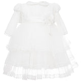 Abito Elegante Cerimonia Battesimo Con Pizzo Bianco Neonata Les Petits Enfants AZZURRA - LE PETITS ENFANTS - LuxuryKids