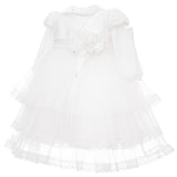 Abito Elegante Cerimonia Battesimo Con Pizzo Bianco Neonata Les Petits Enfants AZZURRA - LE PETITS ENFANTS - LuxuryKids
