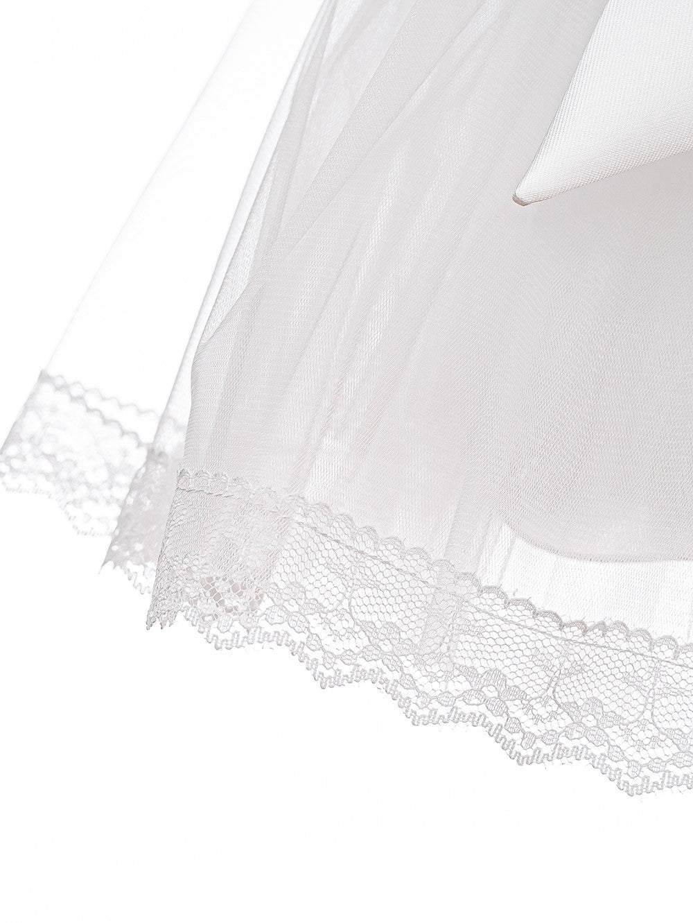 Abito Elegante Cerimonia Battesimo Raso e Tulle Bianco Neonata Les Petits Enfants TIFFANY - LE PETITS ENFANTS - LuxuryKids