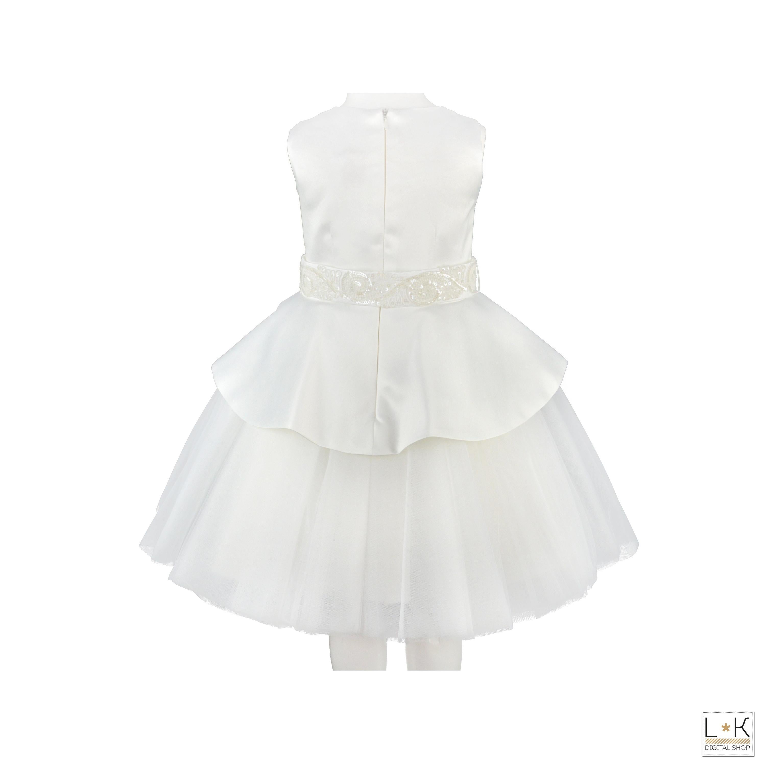 Abito Elegante Cerimonia Bianco Bambina Le Chicche ABR18 - LE CHICCHE - LuxuryKids