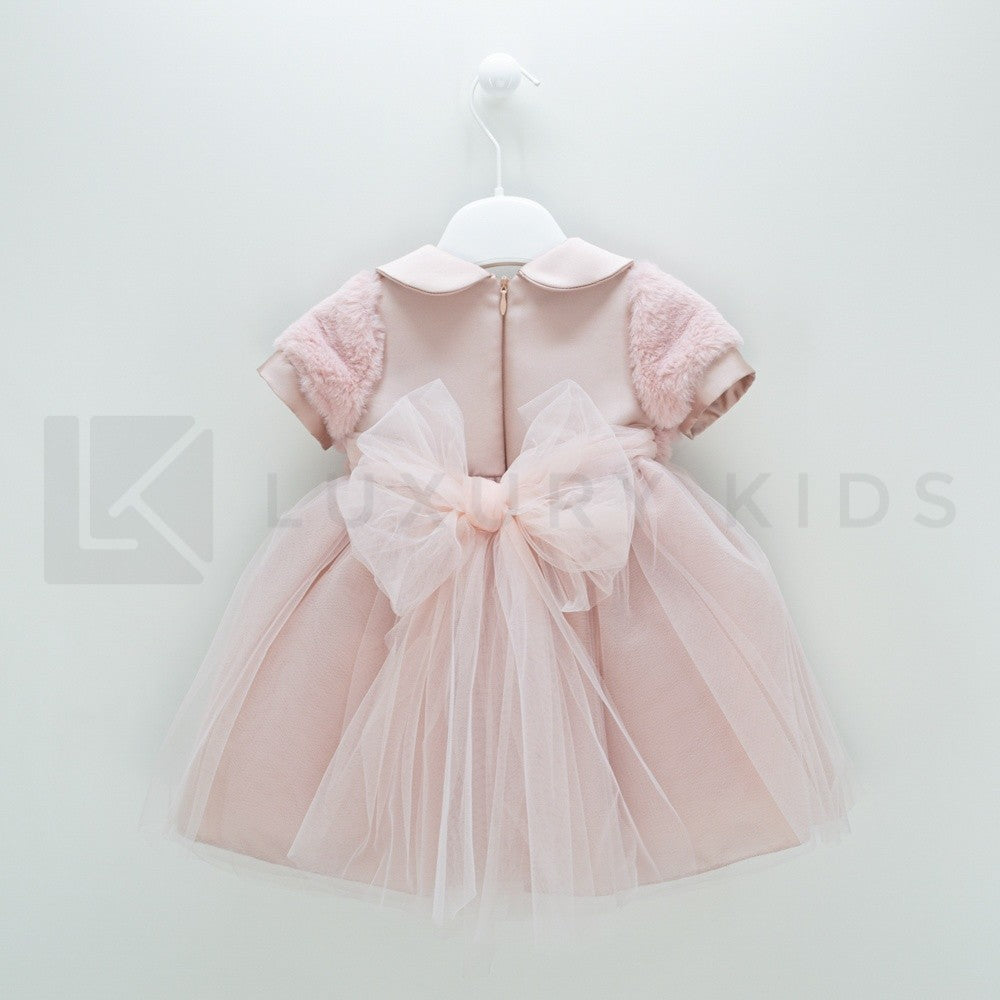 Abito elegante ecoPellicciotto Neonata Rosa Antico Martinez 1110 - ALESSANDRO MARTINEZ - LuxuryKids