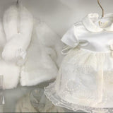 Abito Elegante in Raso Bianco Neonata Bufi 9798A - BUFI - LuxuryKids