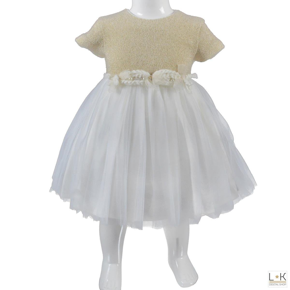 Abito Elegante Oro-Bianco Neonata Bufi 10271A - BUFI - LuxuryKids