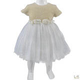 Abito Elegante Oro-Bianco Neonata Bufi 10271A - BUFI - LuxuryKids