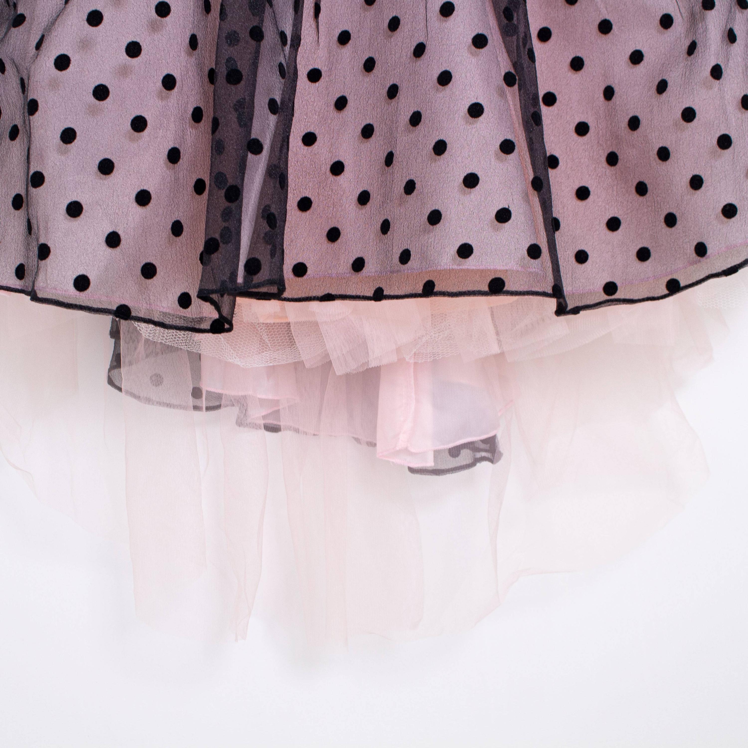 Abito Elegante Tulle A Pois Nero-Rosa Bambina LIALEA DS01743 - LIALEA - LuxuryKids