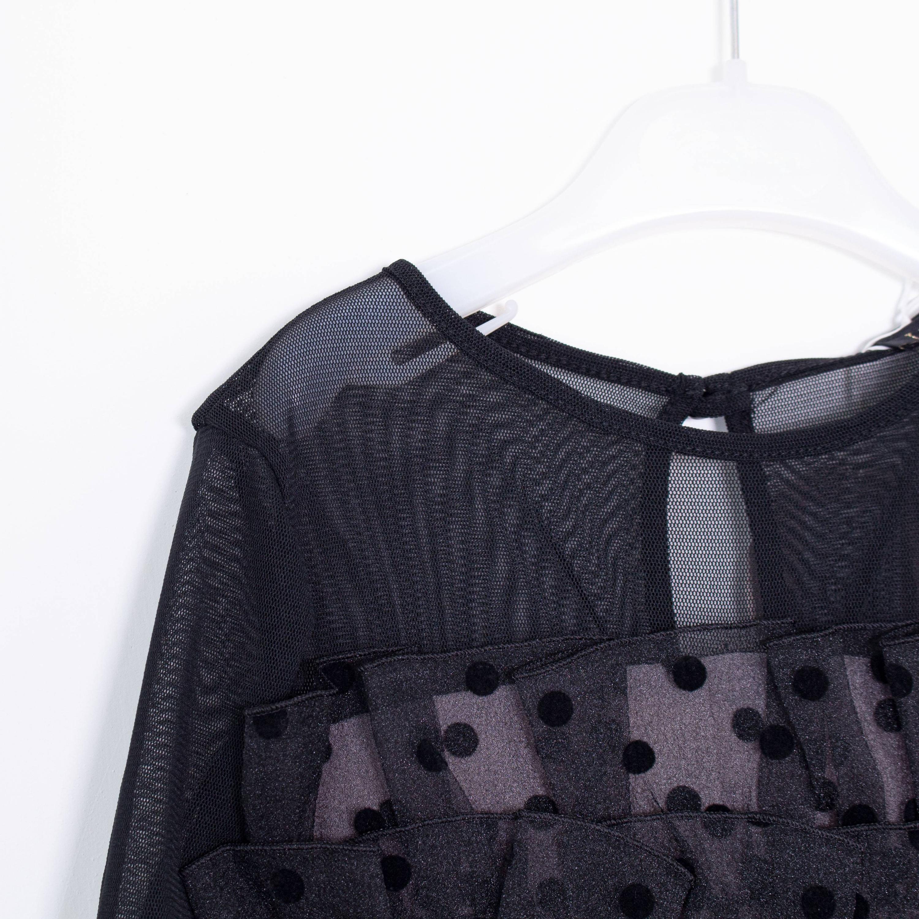 Abito Elegante Tulle A Pois Nero-Rosa Bambina LIALEA DS01743 - LIALEA - LuxuryKids