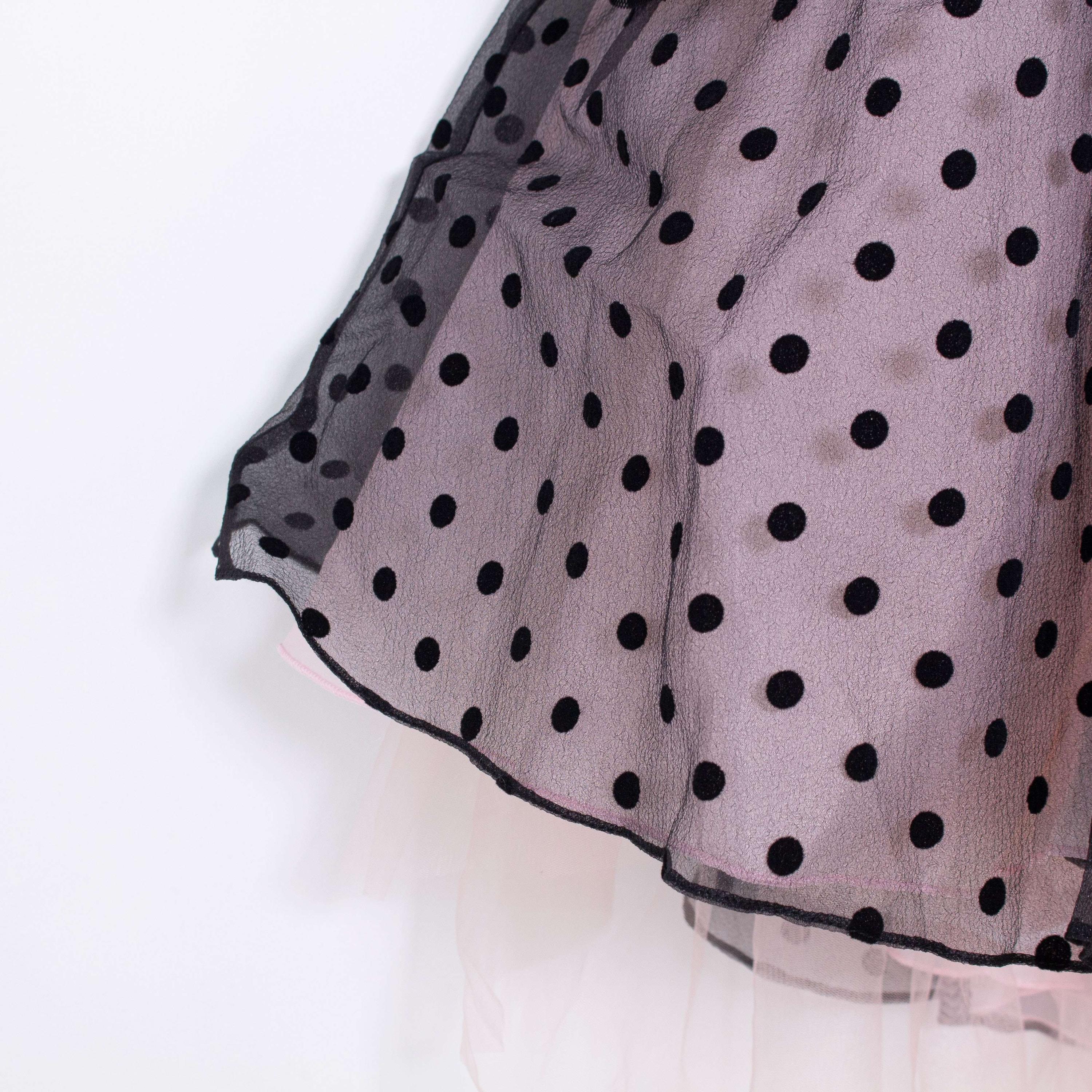 Abito Elegante Tulle A Pois Nero-Rosa Bambina LIALEA DS01743 - LIALEA - LuxuryKids