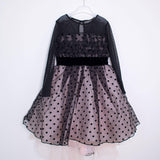 Abito Elegante Tulle A Pois Nero-Rosa Bambina LIALEA DS01743 - LIALEA - LuxuryKids