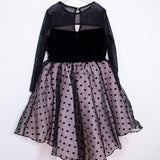 Abito Elegante Tulle A Pois Nero-Rosa Bambina LIALEA DS01743 - LIALEA - LuxuryKids