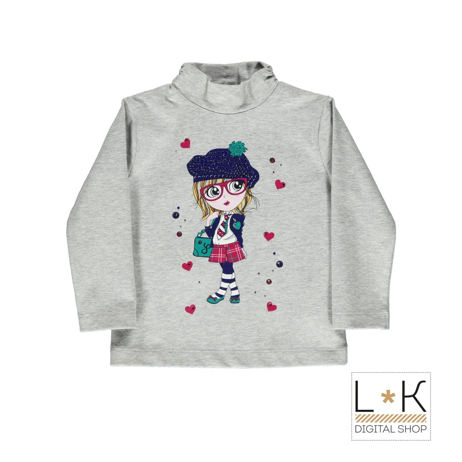 Abito in Caldo Cotone Collo Alto Neonata Grigio Sarabanda H204 - SARABANDA - LuxuryKids