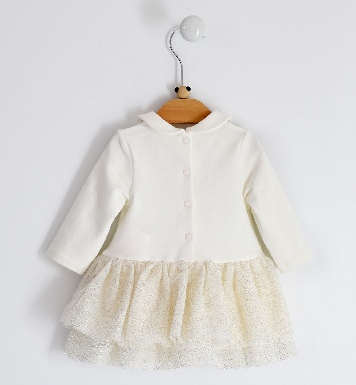 Abito In Caldo Cotone Con Gonna in Tulle Neonata MINIBANDA 1723 - MINIBANDA - LuxuryKids