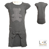 Abito in Caldo Cotone Grigio con Swarovski Bambina One Love 270E243 - ONE LOVE - LuxuryKids