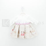 Abito In Caldo Cotone Tema Carillon Panna Neonata Ninnaoh I19112 - NINNAOH - LuxuryKids