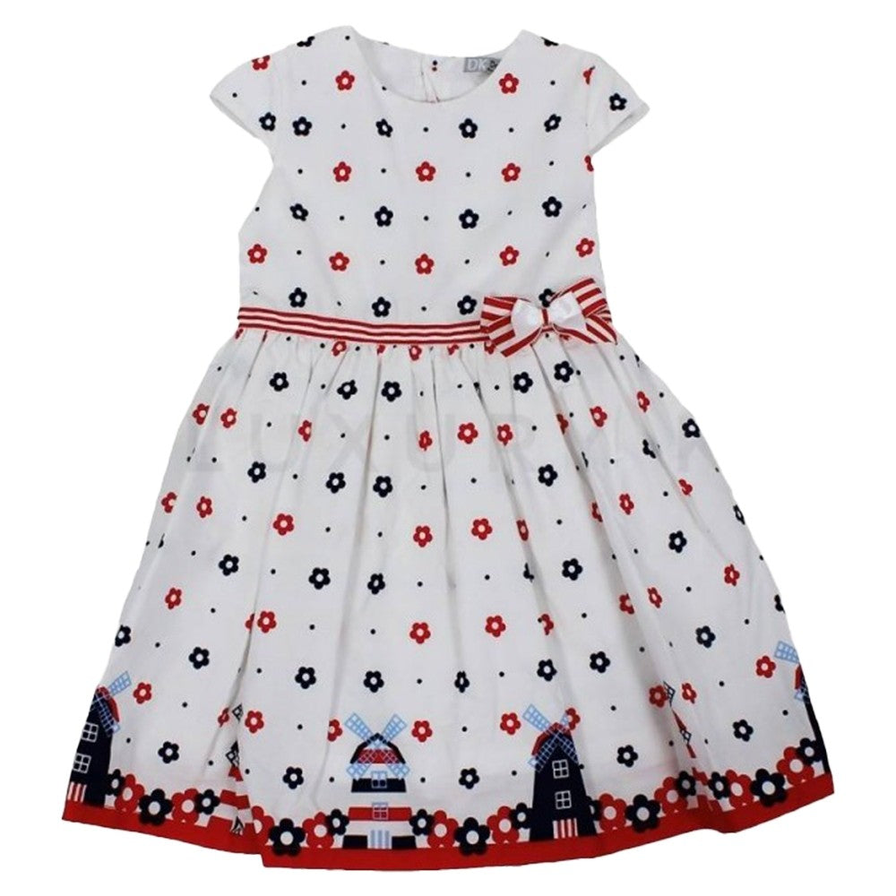 Abito In Cotone con Stampa Floreale Per Ragazza Dr Kids DK415 - DR.KID - LuxuryKids