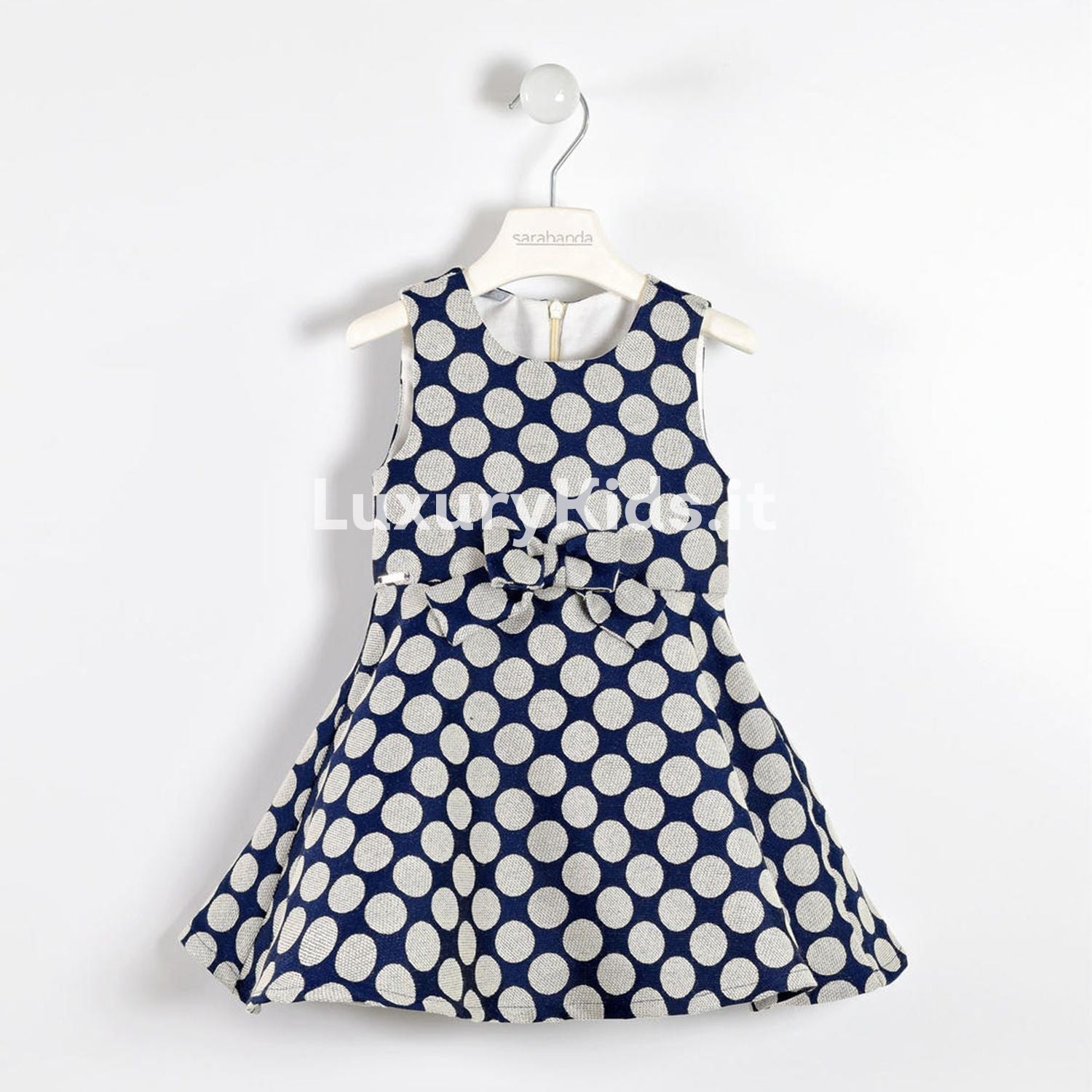 Abito in Jacquard a Pois Neonata Blu Sarabanda V232 - SARABANDA - LuxuryKids