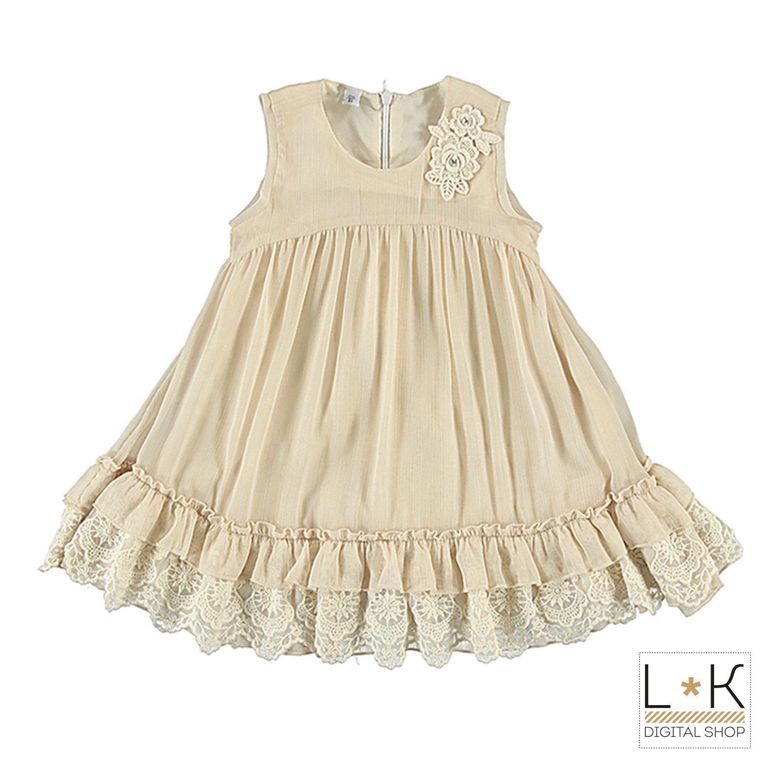 Abito in Macramè Neonata Beige Sarabanda M225 - SARABANDA - LuxuryKids