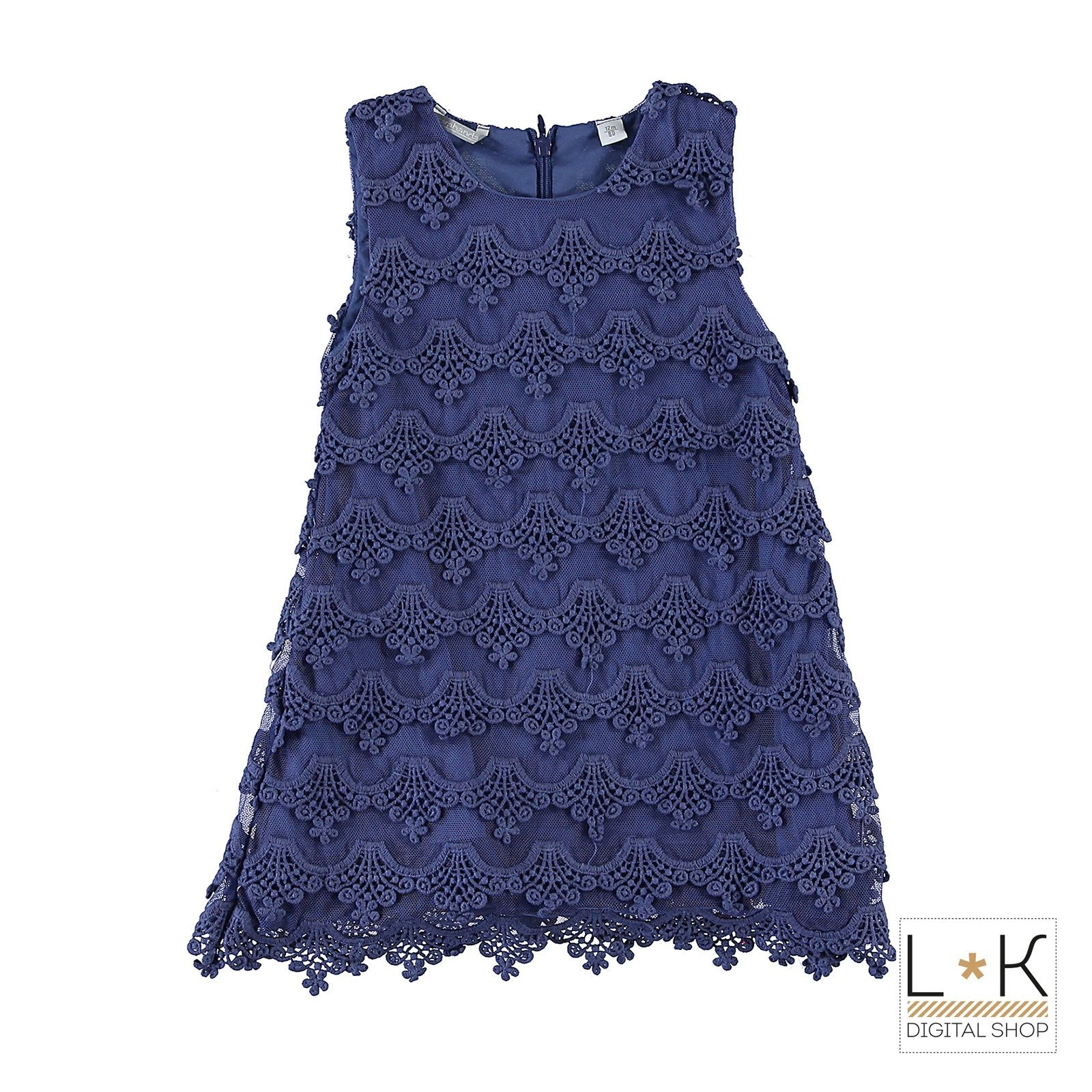 Abito in Macramè Neonata Blu Sarabanda M223 - SARABANDA - LuxuryKids