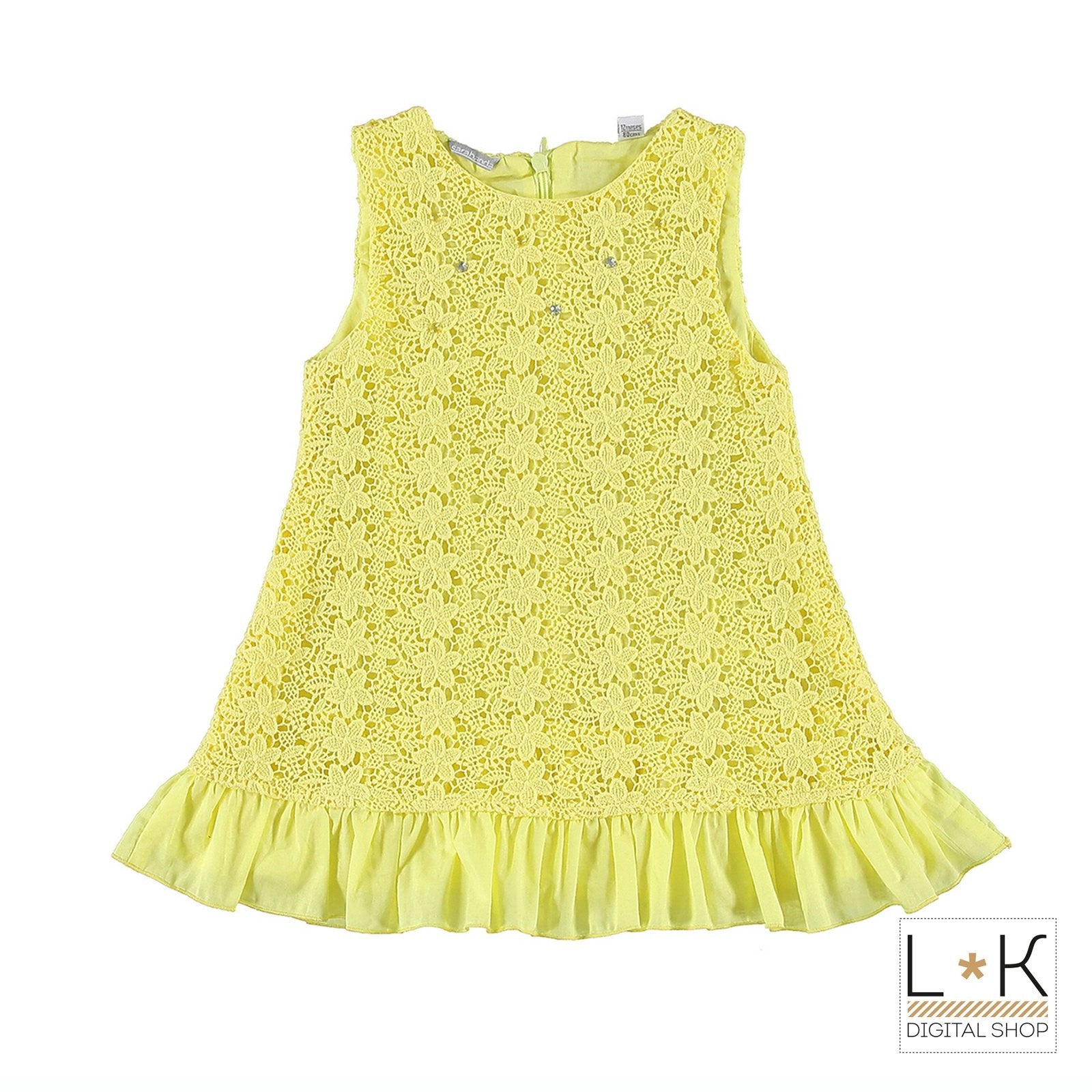 Abito in Macramè Neonata Giallo Sarabanda M578 - SARABANDA - LuxuryKids