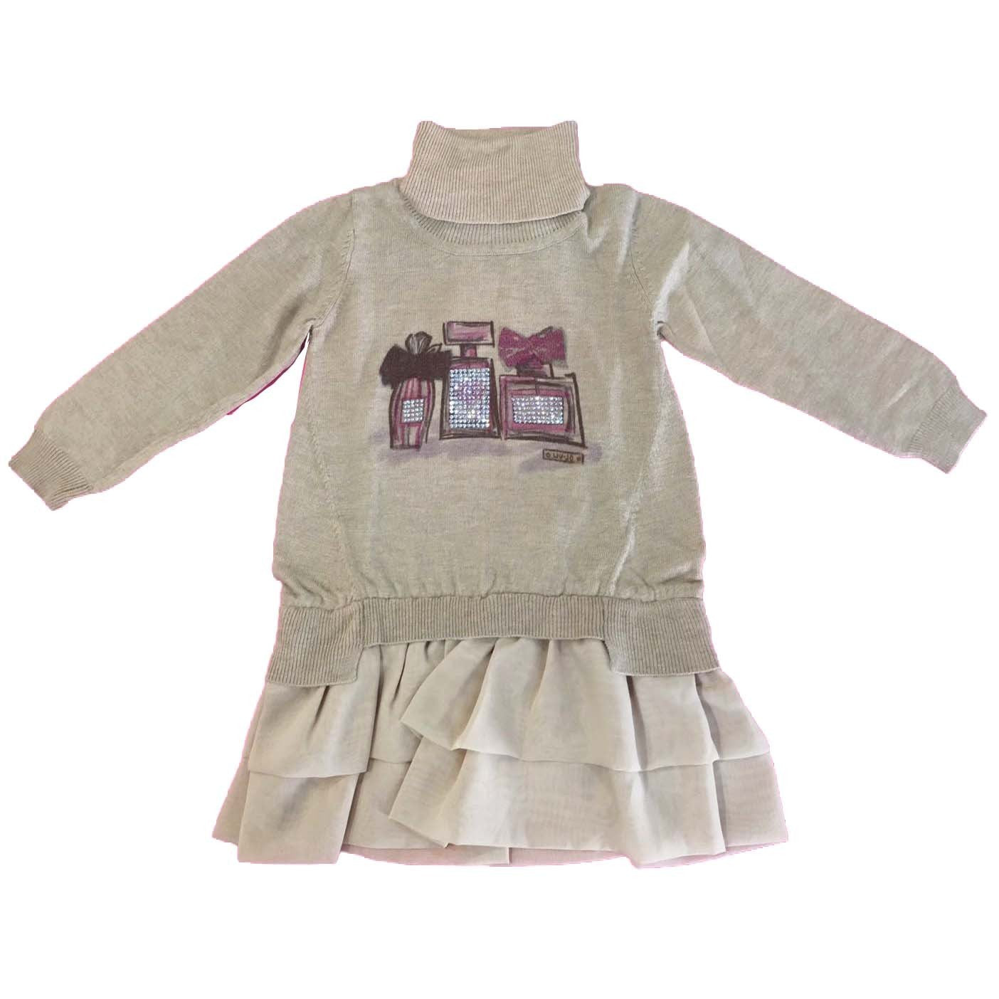 Abito in Misto Lana Collo Alto Marroncino Chiaro Bambina Liu Jo  K63049 - LIU JO - LuxuryKids