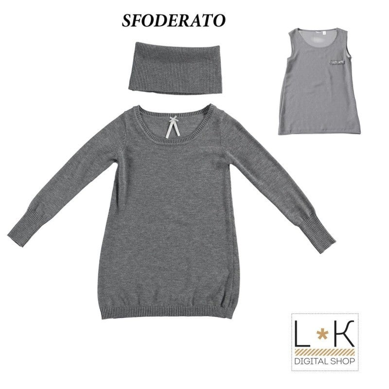 Abito In Misto Lana Grigio Bambina Sarabanda L413 - SARABANDA - LuxuryKids