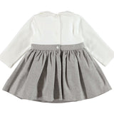 Abito in punto milano lurex con fiocco in Caldo Cotone Neonata Panna-Grigio Minibanda V755 - MINIBANDA - LuxuryKids