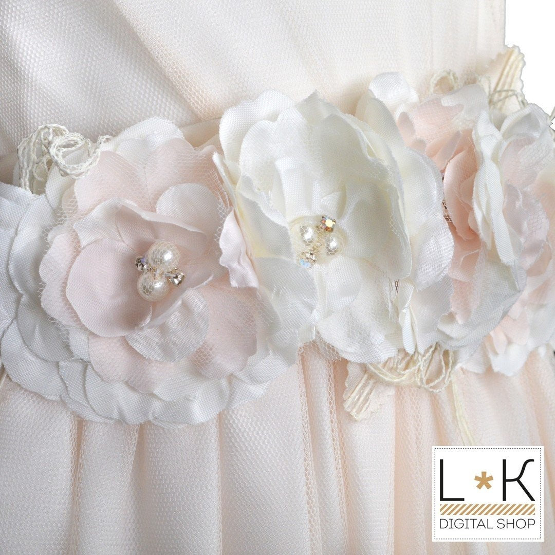 Abito in Tulle Eegante Cerimonia Rosa Cipria Bambina Mimilù 987 - MIMILU' - LuxuryKids