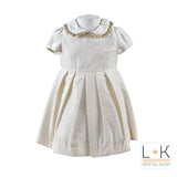 Abito in Velluto Neonata Panna-Oro Moschino MDVB80 - MOSCHINO - LuxuryKids