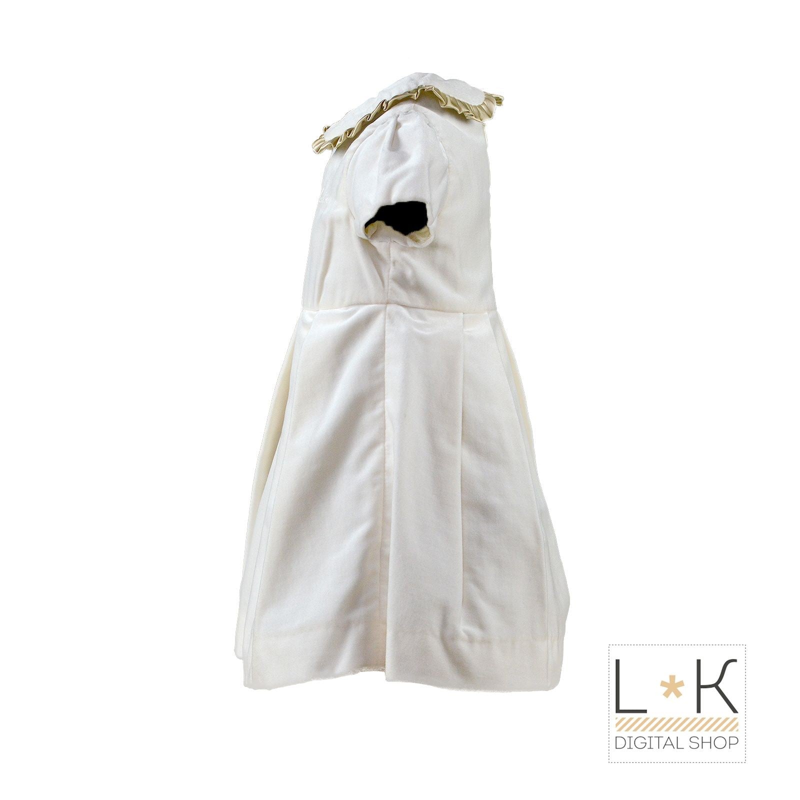 Abito in Velluto Neonata Panna-Oro Moschino MDVB80 - MOSCHINO - LuxuryKids