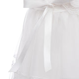Abito Lungo Da Cerimonia Battesimo in Raso e Tulle Bianco Neonata Les Petites Enfants DAMIANA - LE PETITS ENFANTS - LuxuryKids
