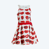 Abito Scollo America Bianco-Rosso Bambina Fun&Fun FUNJDR5074 - FUN&FUN - LuxuryKids