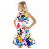 Abito Smanicato con Stampa Bambina Multicolour Fun&Fun FNJDR8725 - FUN&FUN - LuxuryKids