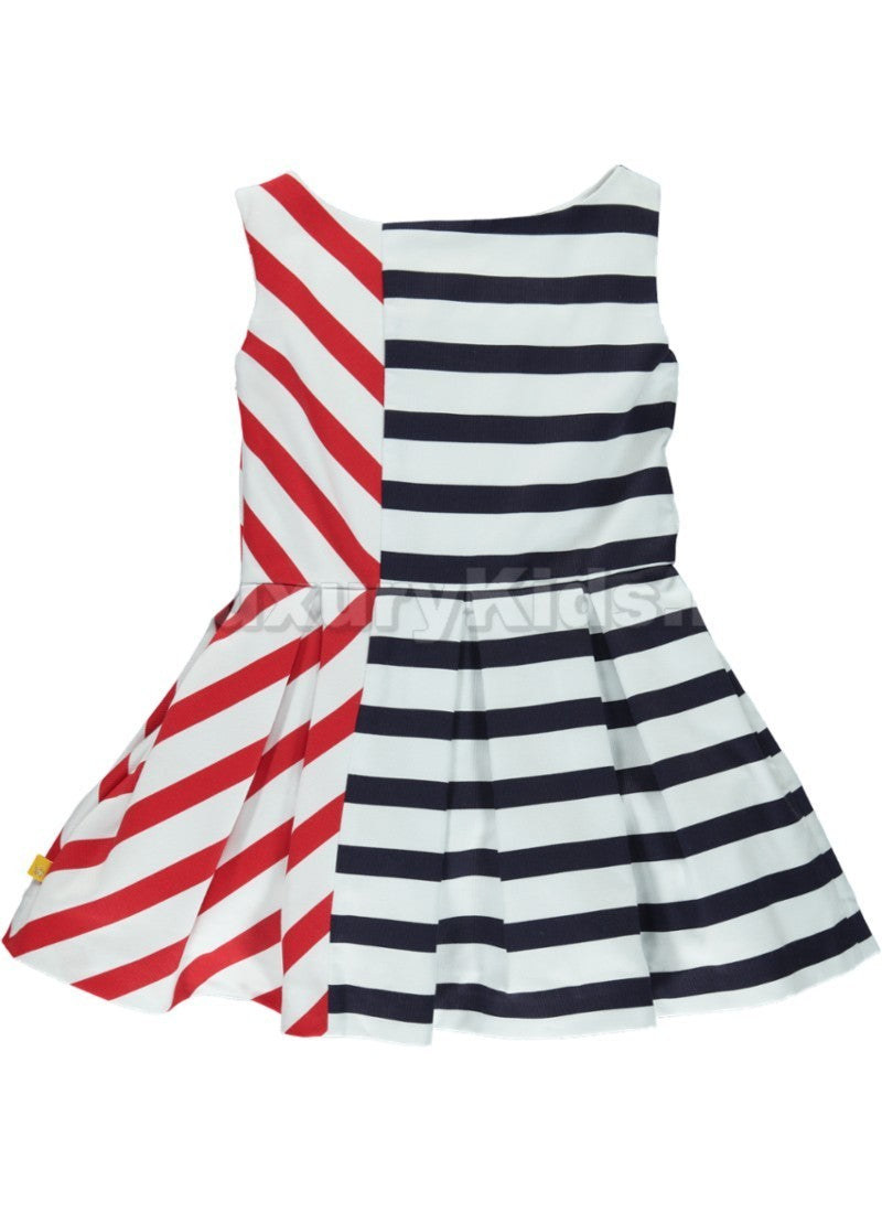 Abito smanicato Estivo A Righe Rosse e blu Bambina CHua V7NG - CHUA - LuxuryKids
