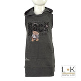Abito Smanicato In Caldo Cotone Felpato Grigio Bambina One Love 252F218 - ONE LOVE - LuxuryKids