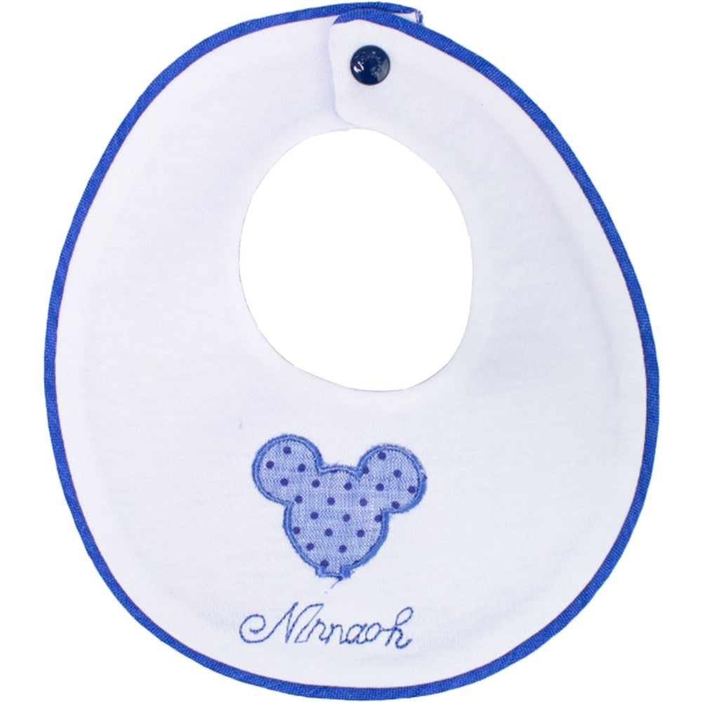 Bavetta Cotone Con Pois Bianco-Blu Neonato NINNAOH E21280 - NINNAOH - LuxuryKids