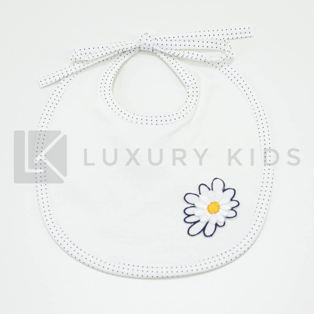 Bavetta In Cotone Bianca Margherita Neonata Teto E Tatta BA210 - TETO E TATTA - LuxuryKids