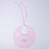 Bavetta In Cotone Con Rouche In Tulle Rosa Neonata Ninnaoh E20127 - NINNAOH - LuxuryKids