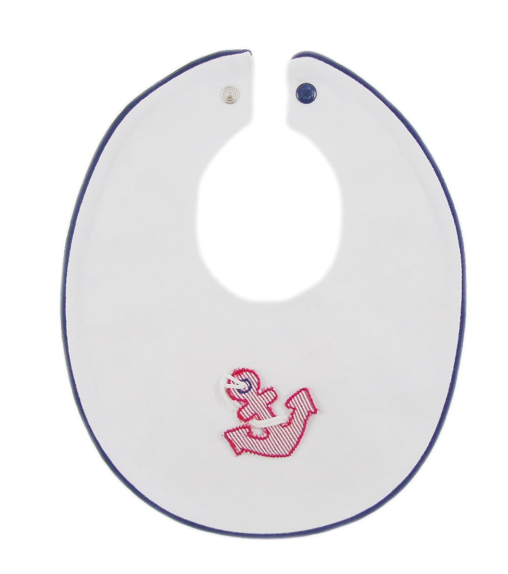 Bavetta Marina in Cotone Bianca e Blu Neonato NINNAOH E21230 - NINNAOH - LuxuryKids