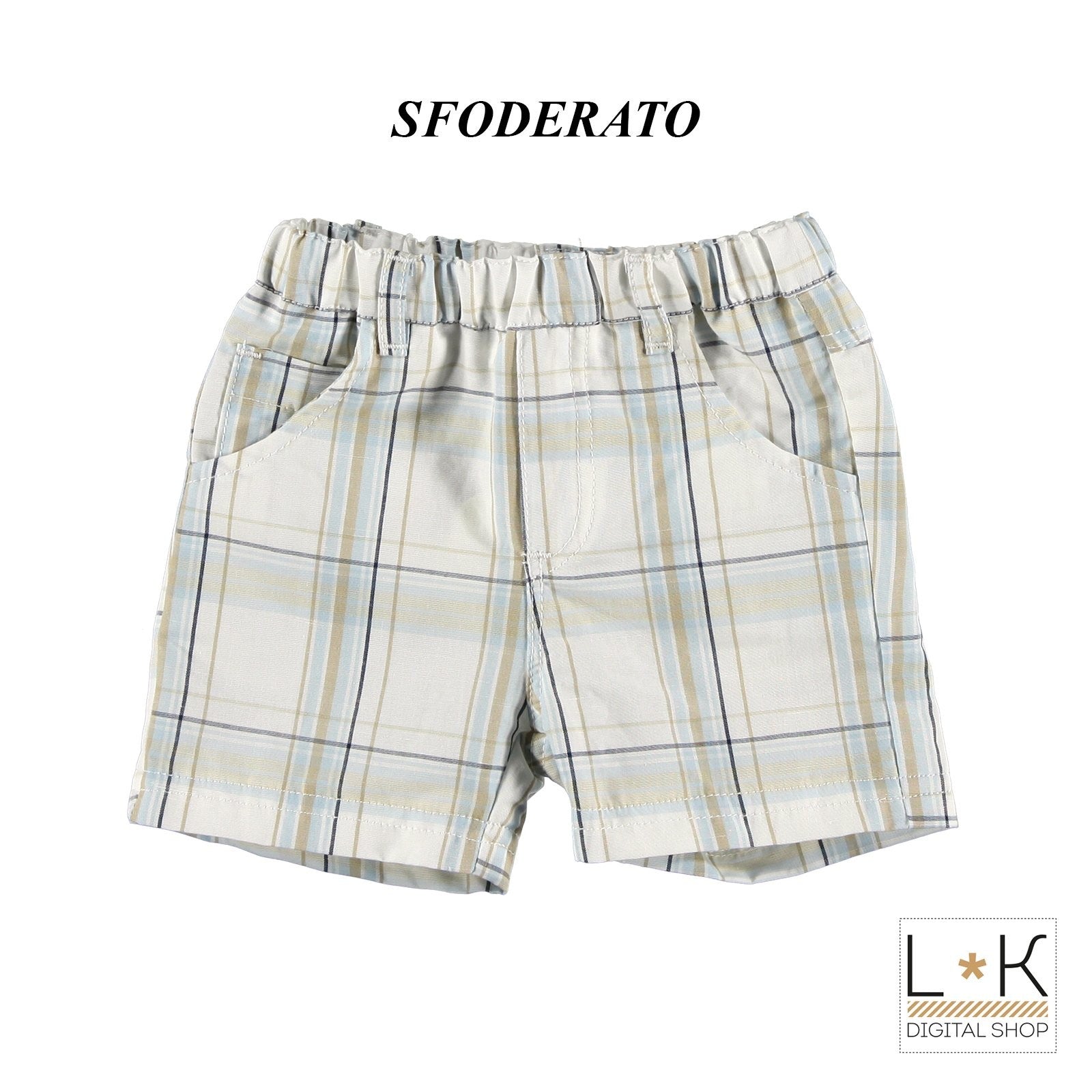 Bermuda a Quadri Neonato Beige Minibanda I649 - MINIBANDA - LuxuryKids