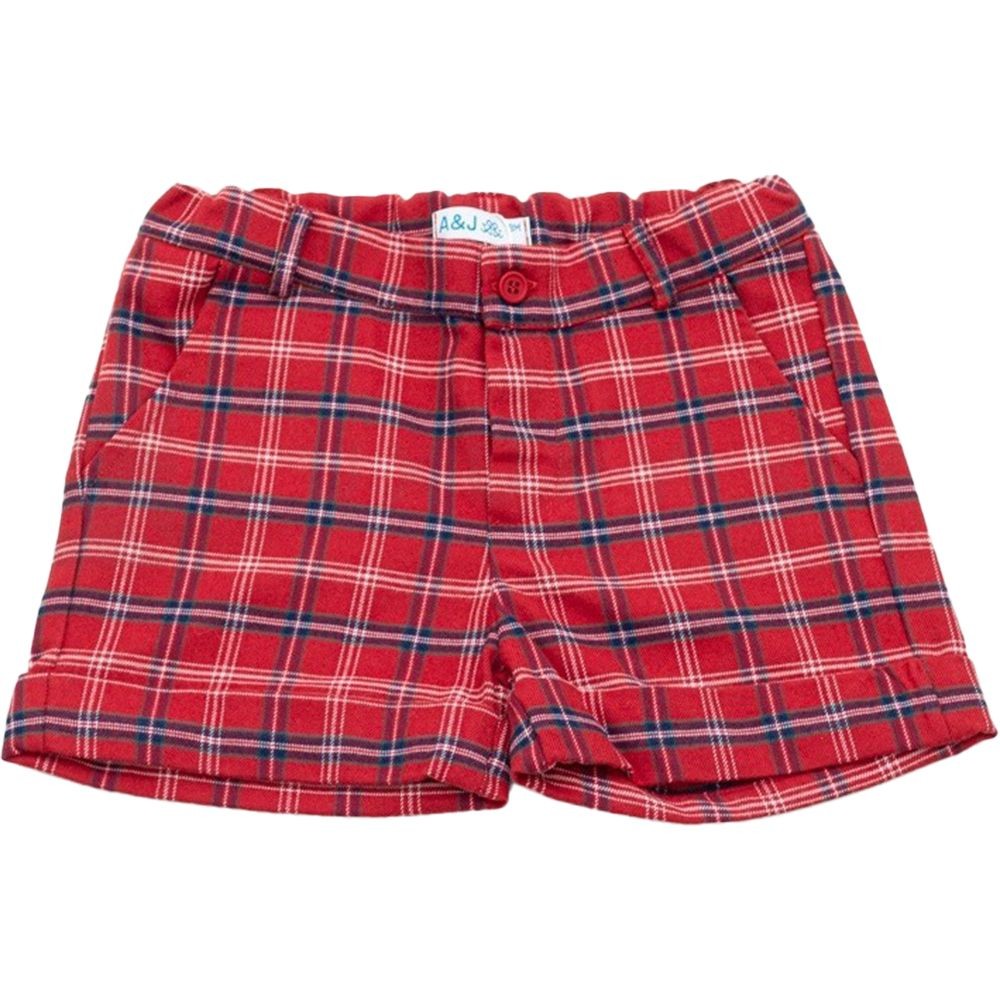 Bermuda In Caldo Cotone Scozzese Rosso Bambino A&J 541 - A&J - LuxuryKids