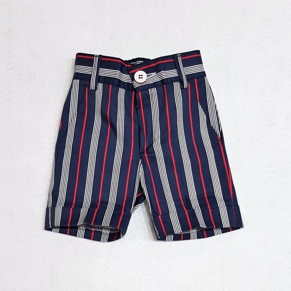 Bermuda In Cotone A Righe Blu E Rosso Neonato Manuell & Frank MF2095N - MANUELL&FRANK - LuxuryKids